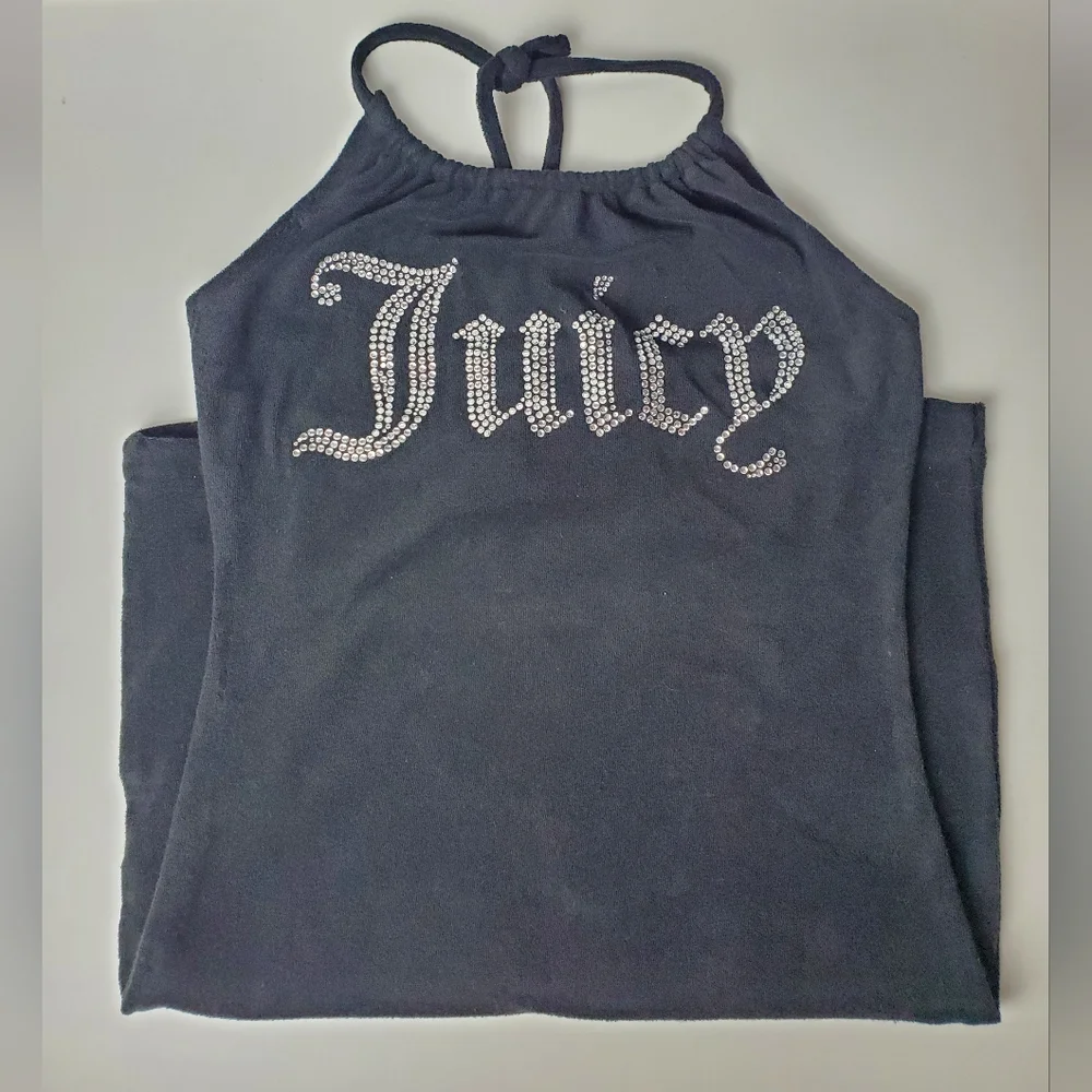 JUICY COUTURE black rhinestone terry cloth halter dress - Picture 3 of 5